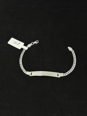 925Silver ID Bracelet 7 Inch 6 Grams Curb Link Chain Made in Italy